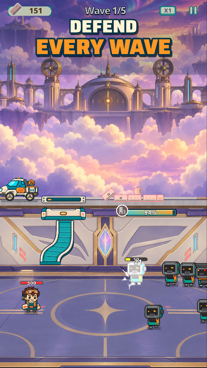 BoltStack gameplay: defend every wave